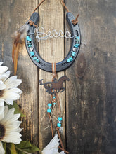 Load image into Gallery viewer, Personalized Horse Gift - Amber Horseshoe Decor Pendant at Bottom
