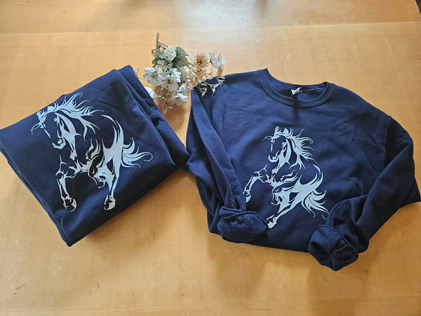 Horse Running Crew Neck Sweatshirt