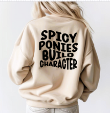 Load image into Gallery viewer, Funny Horse Lover Crewneck Sweatshirt - Spicy Ponies Build Character
