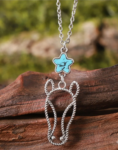 Horse Necklace with Turquoise Star