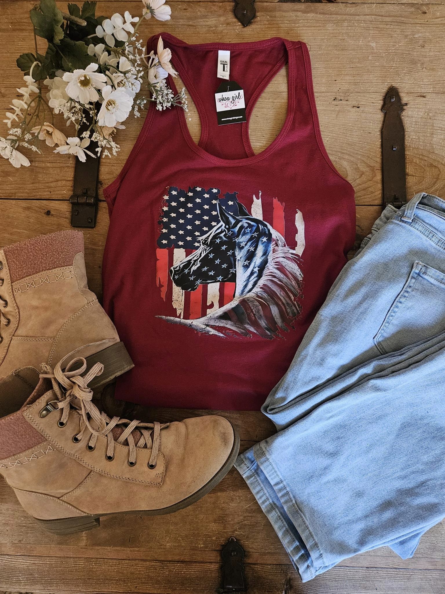 Horse Tank Top - American Flag Horse Head