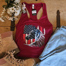 Load image into Gallery viewer, Horse Tank Top - American Flag Horse Head
