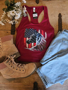 Horse Tank Top - American Flag Horse Head