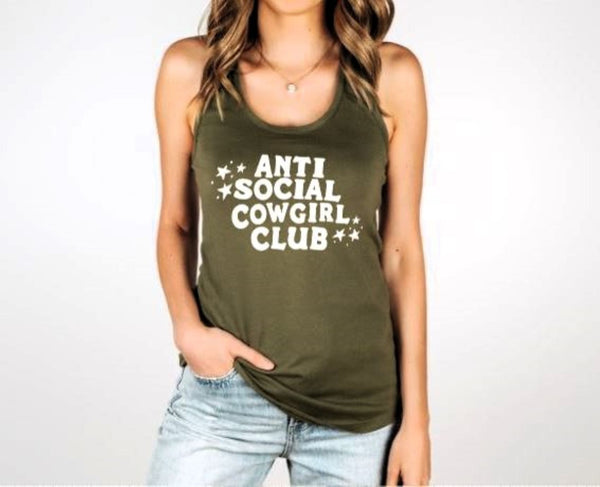 Horse Tank Top - Anti Social Cowgirl Barrel Racer Gift