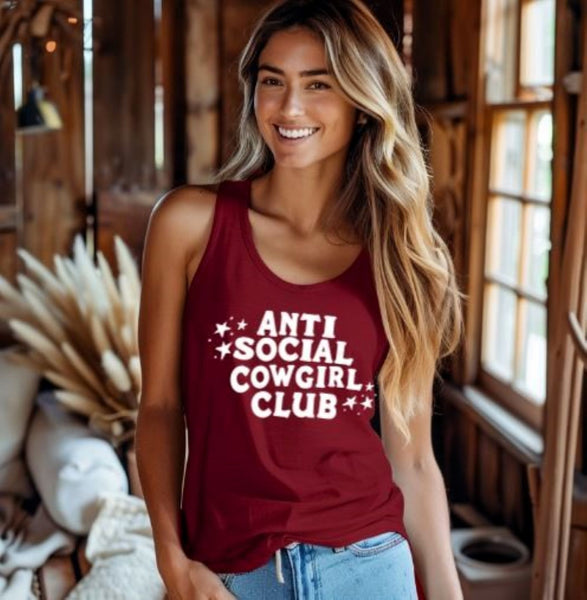 Horse Tank Top - Anti Social Cowgirl Barrel Racer Gift