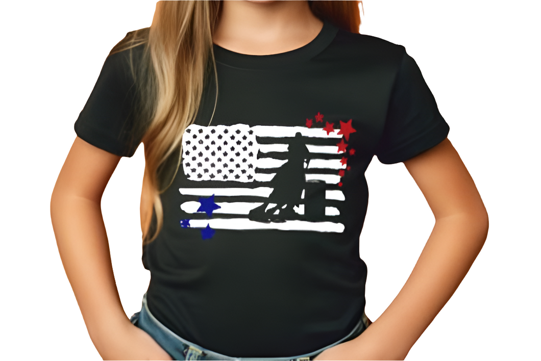 Kids Barrel Racing T-shirt - American Flag