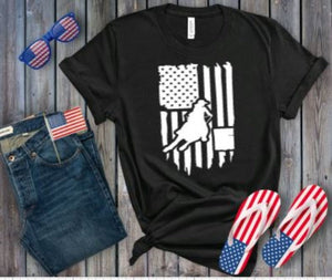 American Flag Barrel Horse Graphic T-shirt