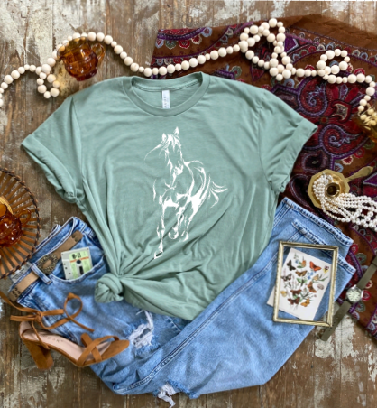 Boho Horse Running Graphic T-shirt