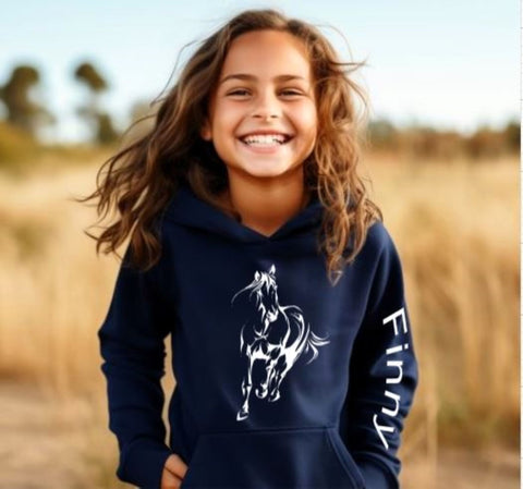 Custom Horse Gift for Kids - Personalized Equestrian Hoodie