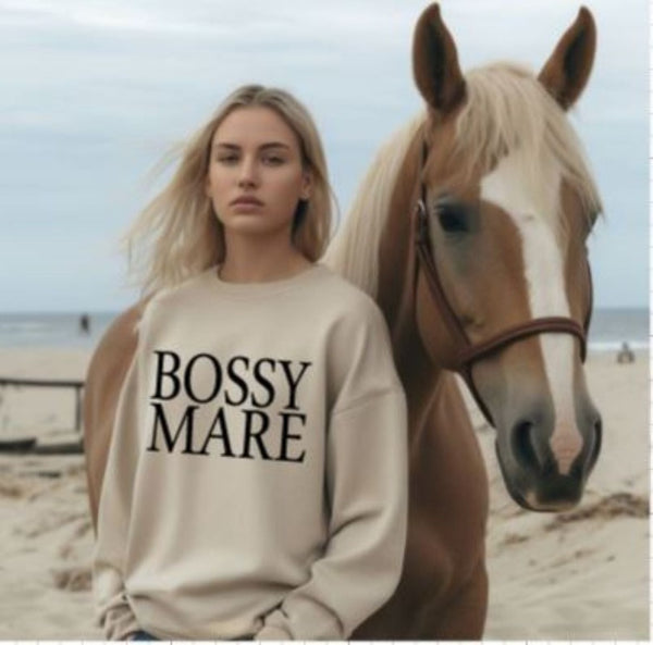 Funny Horse Lover Crewneck Sweatshirt - Bossy Mare