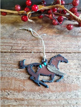 Load image into Gallery viewer, Horse Charm Gift - Rustic Horse Charm with Heart &amp; Angel Wing
