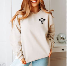 Load image into Gallery viewer, Cow Print XOXO CrewNeck Sweatshirt

