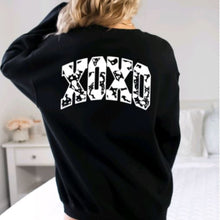 Load image into Gallery viewer, Cow Print XOXO CrewNeck Sweatshirt

