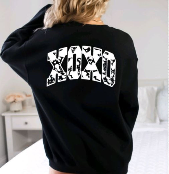 Cow Print XOXO CrewNeck Sweatshirt