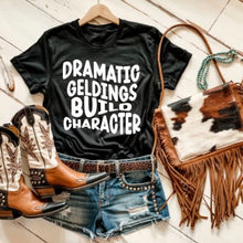 Load image into Gallery viewer, Horse Lover T-shirt - Dramatic Geldings Build Character
