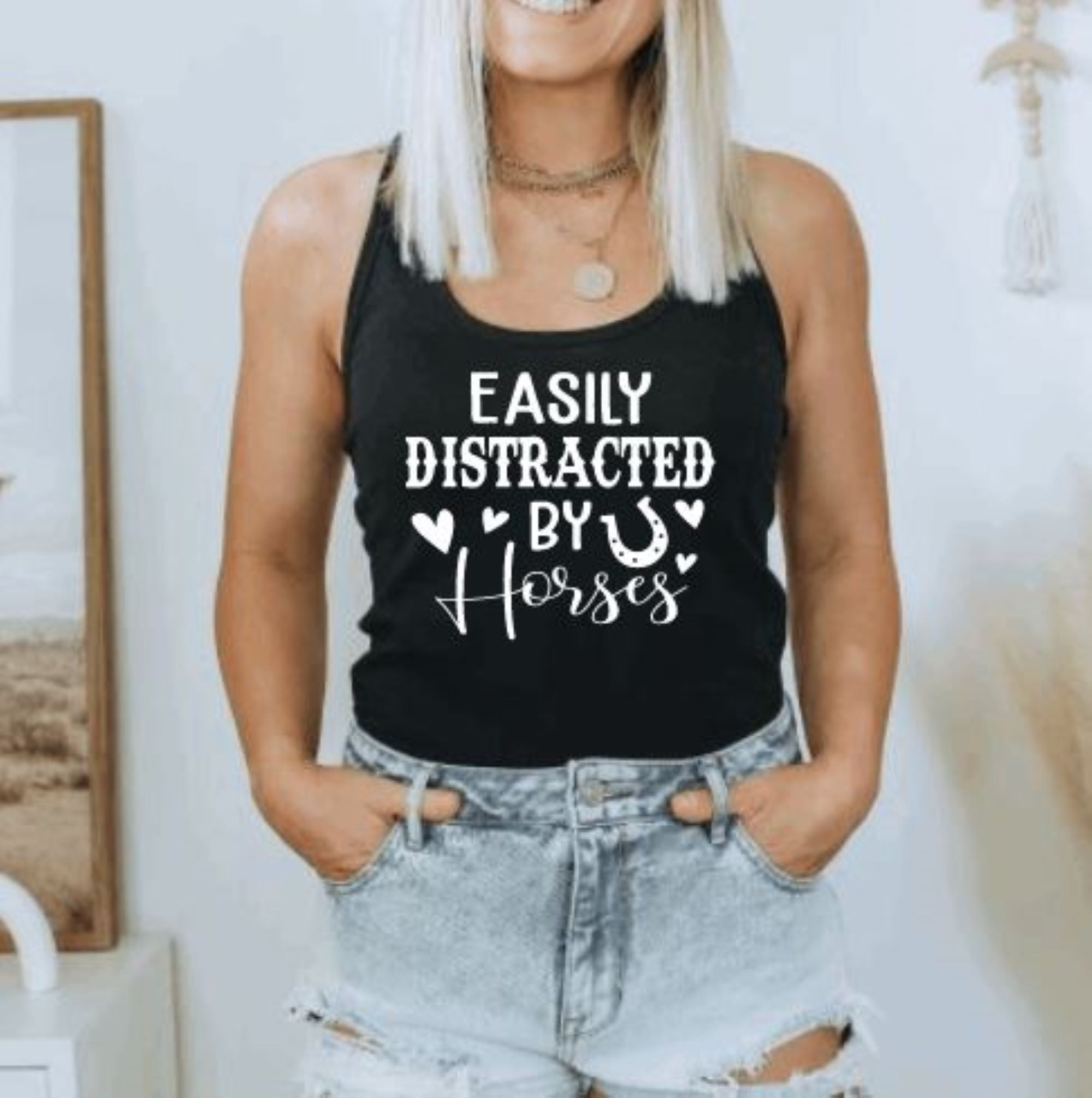 Easily Distracted by Horses Graphic Tank Top
