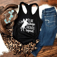 Load image into Gallery viewer, Eat Sleep Rodeo Repeat Graphic Tank Top
