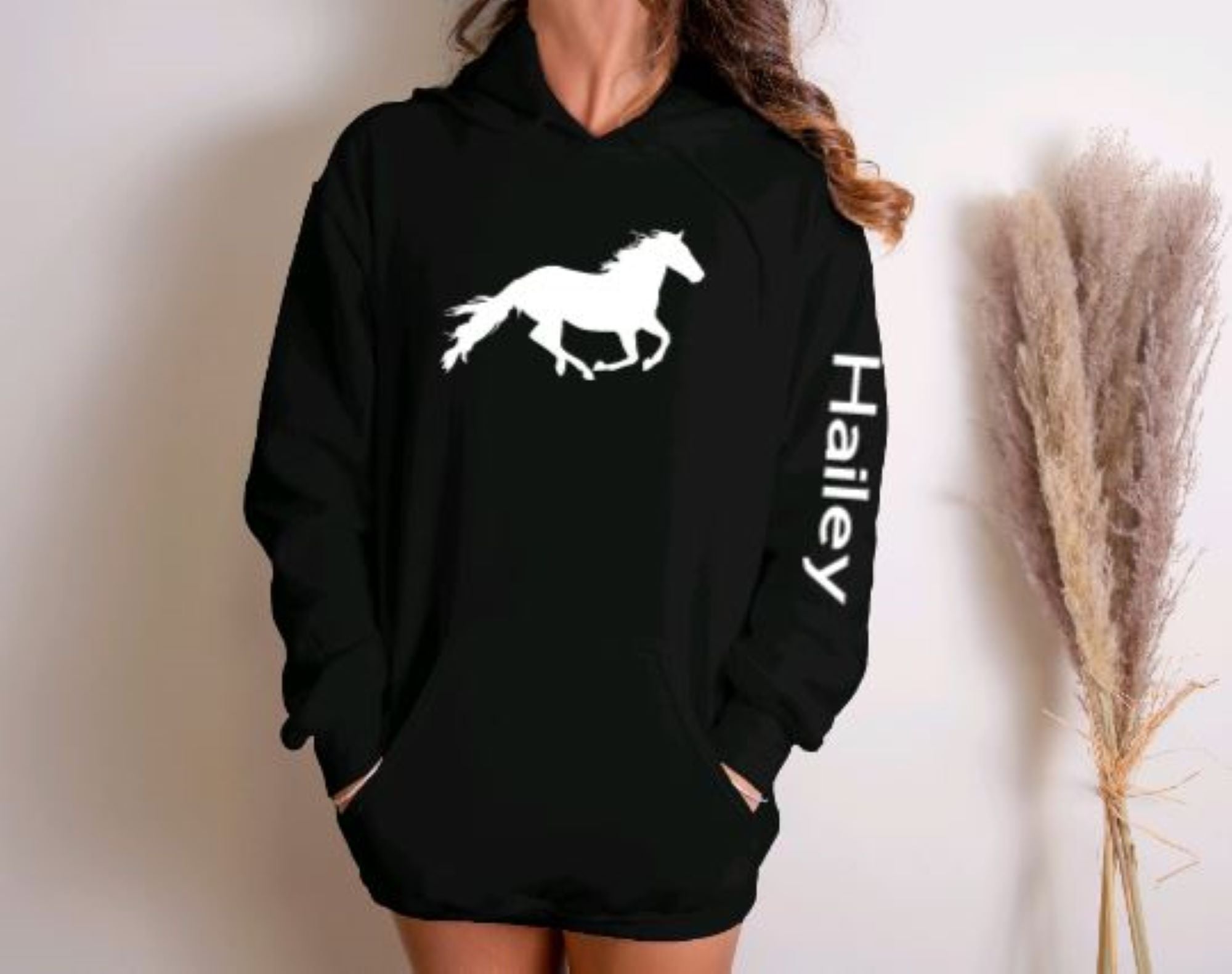 Custom Horse Name Hoodie - Horse Running