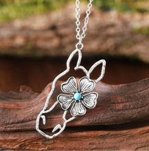 Load image into Gallery viewer, Western Style Horse Necklace with Turquoise Accented Flower
