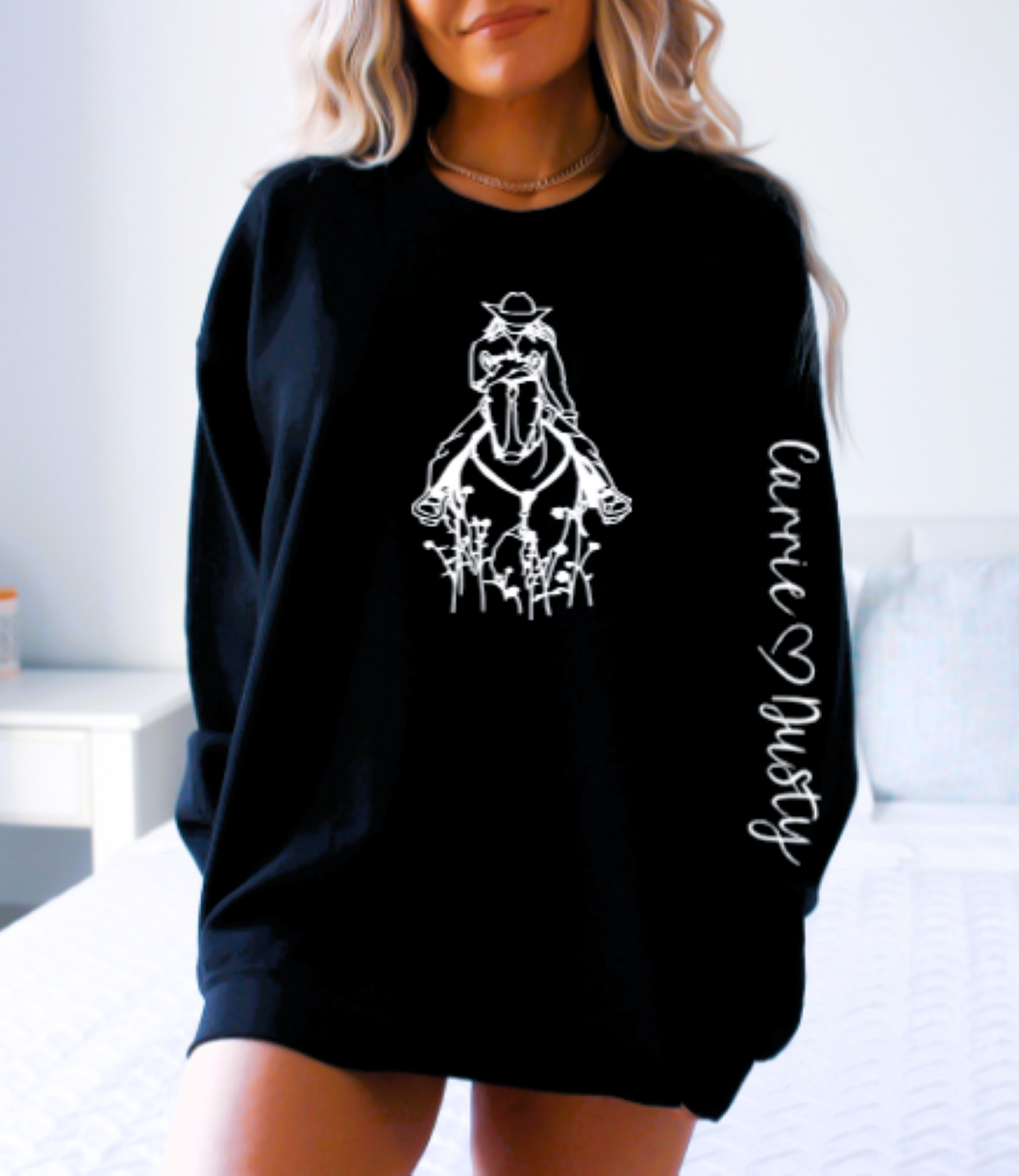Custom Horse Lover Gift - Personalized Horse & Rider Name Sweatshirt