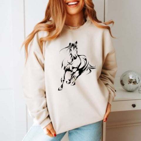 Boho Running Horse Crewneck Sweatshirt