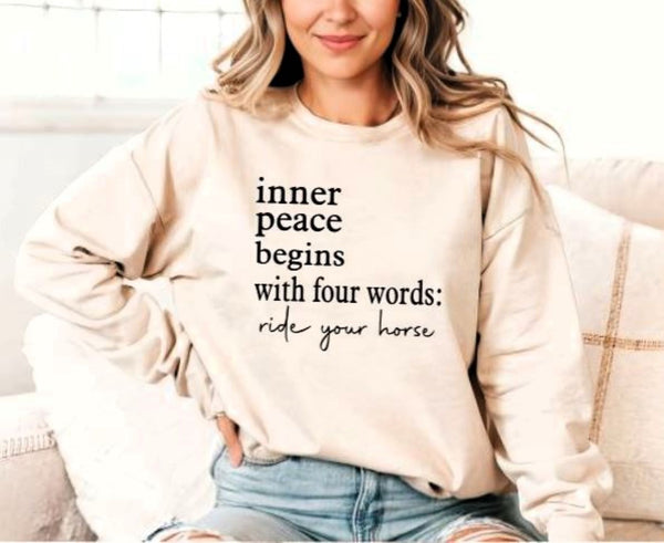 Horse Lover Sweatshirt for Horse Lovers - Inner Peace