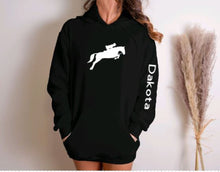 Load image into Gallery viewer, Custom Jumping Horse Name Hoodie
