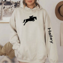 Load image into Gallery viewer, Custom Jumping Horse Name Hoodie
