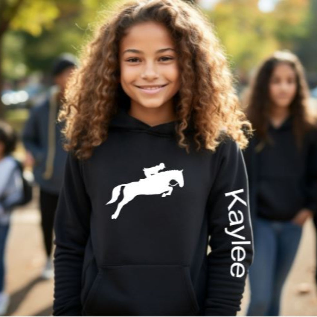 Horse Kids Hoodie - Personalized Jumping Horse Hoodie
