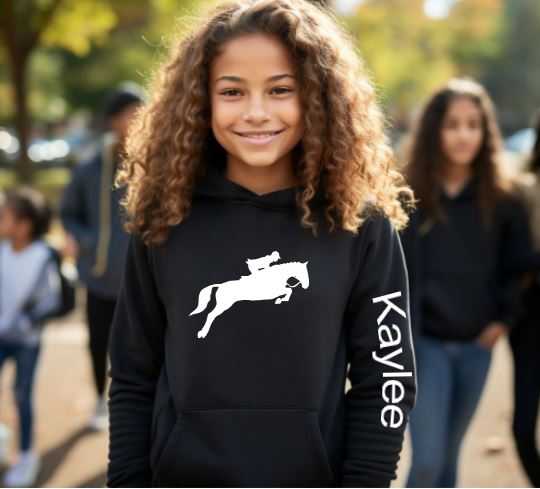 Custom Horse Gift for Kids - Personalized Jumping Horse Hoodie