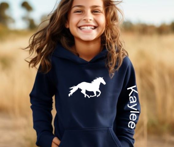 Custom Horse Gift for Kids - Personalized Horse Running Hoodie