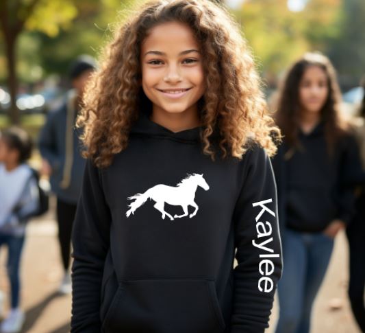 Custom Horse Gift for Kids - Personalized Horse Running Hoodie