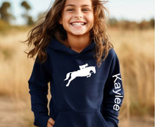 Load image into Gallery viewer, Horse Kids Hoodie - Personalized Jumping Horse Hoodie
