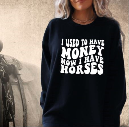 Horse Sweatshirt - Funny Horse Lover Gift - I Used to Have Money