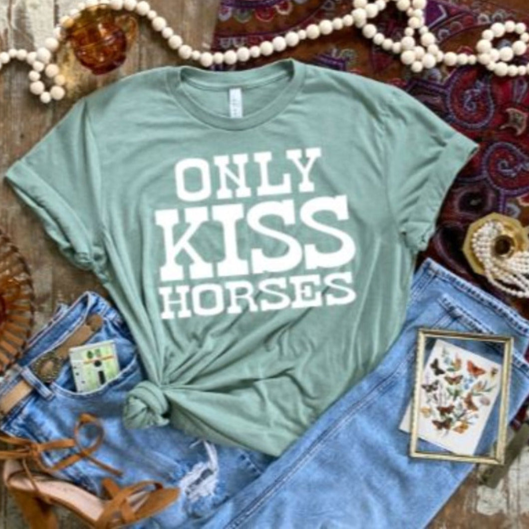 Horse Lover Gift - Only Kiss Horses T-shirt