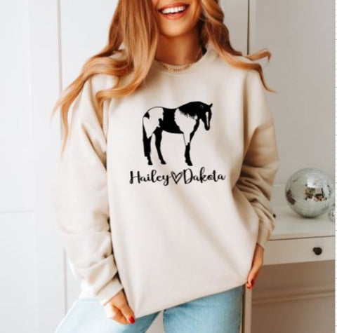 Custom Paint Horse Crewneck Sweatshirt