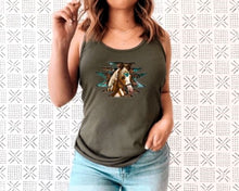 Load image into Gallery viewer, Horse Lover Tank Top - Turquoise Aztec Horse
