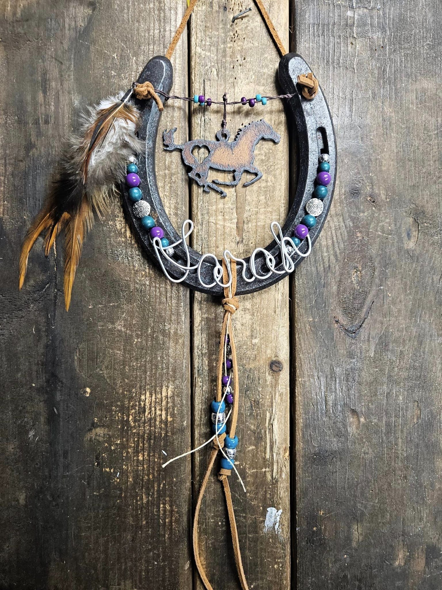 Horse Gift for Equestrians and Barrel Racers - Hanging Horseshoe Decor