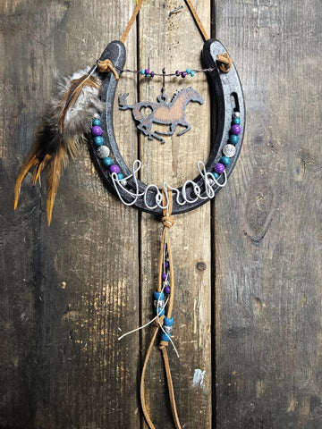 Horse Gift for Equestrians and Barrel Racers - Hanging Horseshoe Decor