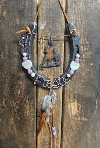 Personalized Horse Gift - Lilac Love Dreamcatcher Horseshoe