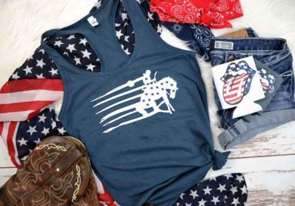 American Flag Rodeo Graphic Tank Top