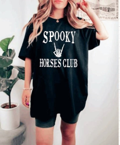Spooky Horse Club Graphic T-shirt - Horse Shirt for Equestrians - Halloween