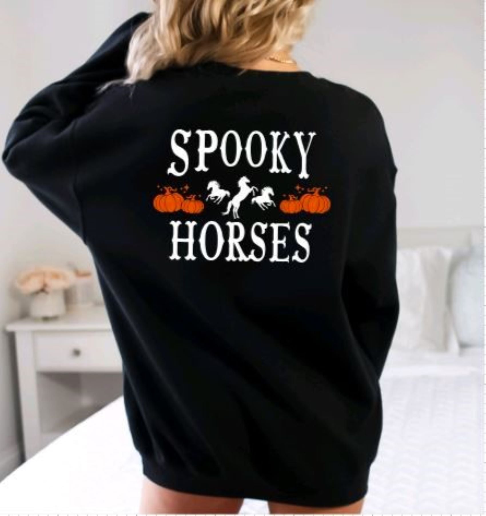 Sweatshirt for Horse Lovers  - Spooky Horses Halloween Shirt Equestrians