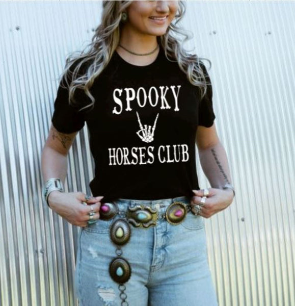 Spooky Horse Club Graphic T-shirt - Horse Shirt for Equestrians - Halloween