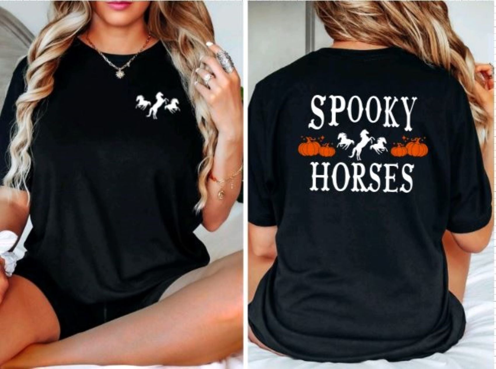 Horse Shirt for Equestrians - Spooky Horses Halloween Tee