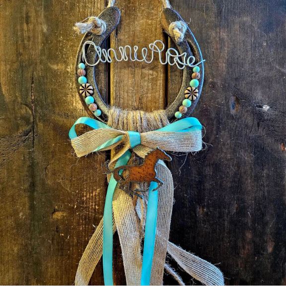 Personalized Horse Gift - Teal Sands Rustic Horseshoe