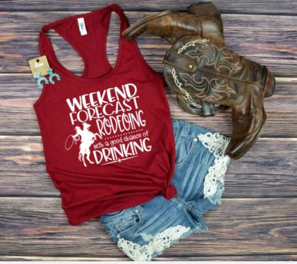 Weekend Rodeoing with a Chance of Drinking Graphic Tank Top