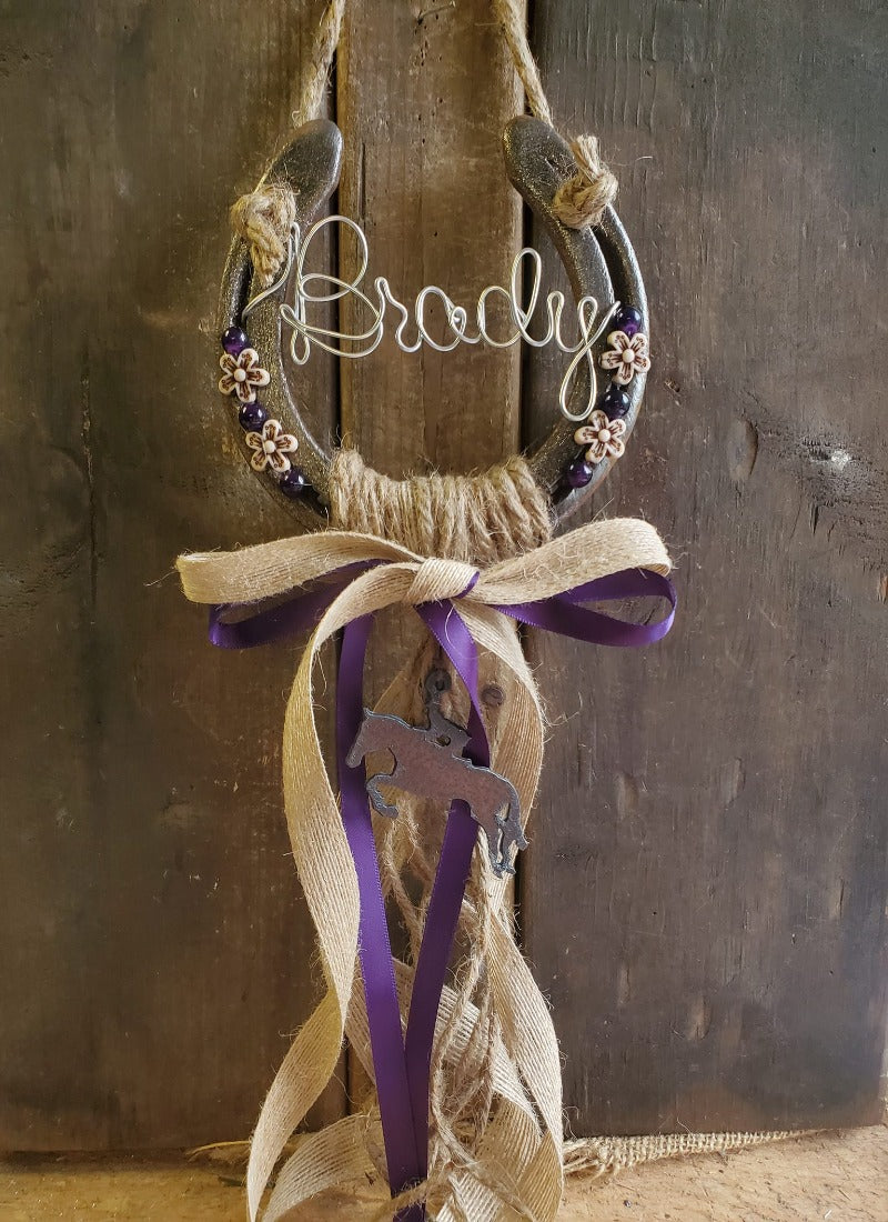 Personalized Horse Gift - Purple Sands Rustic Horseshoe