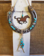 Load image into Gallery viewer, turquoise hanging horseshoe decor
