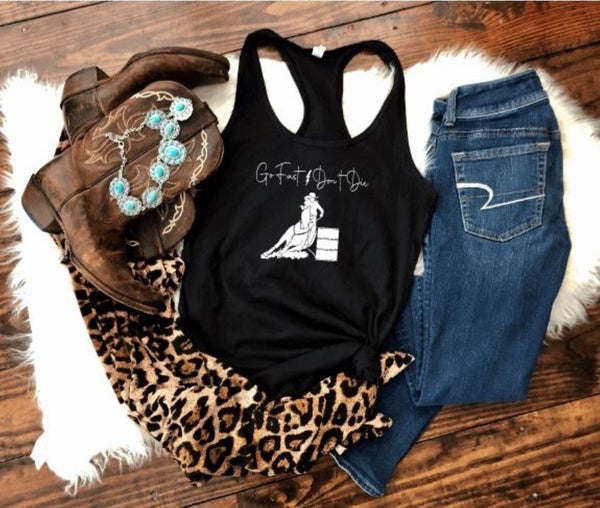 Go Fast Don't Die Barrel Racer Graphic Tank Top